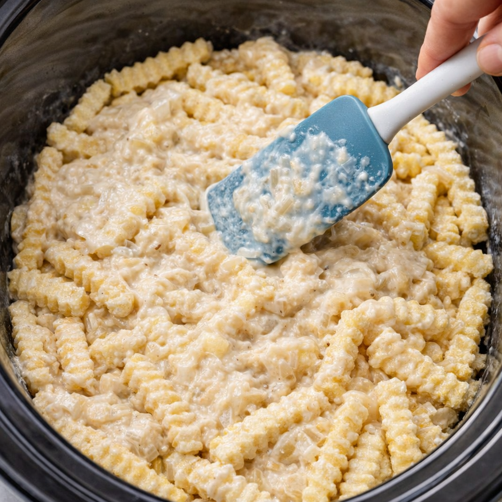 Onion soup mixture spread over fries