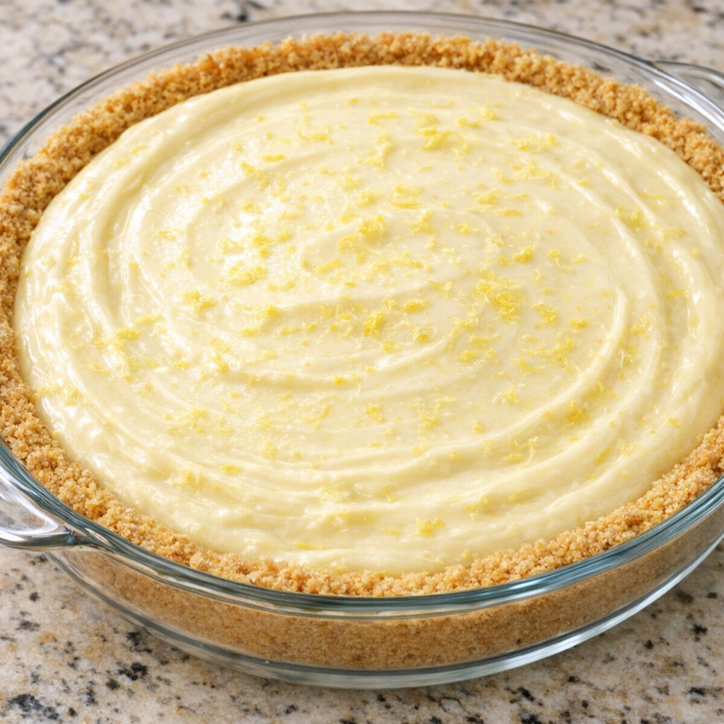 Lemonade pie variation topped with fresh lemon zest
