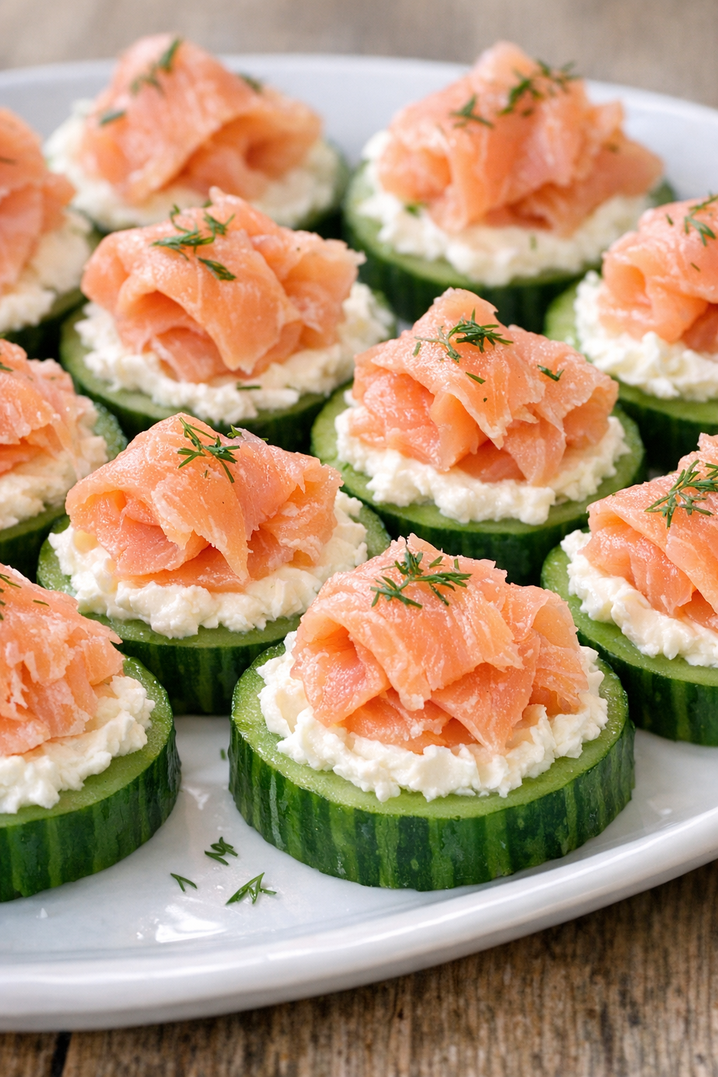 Finished cucumber salmon bites
