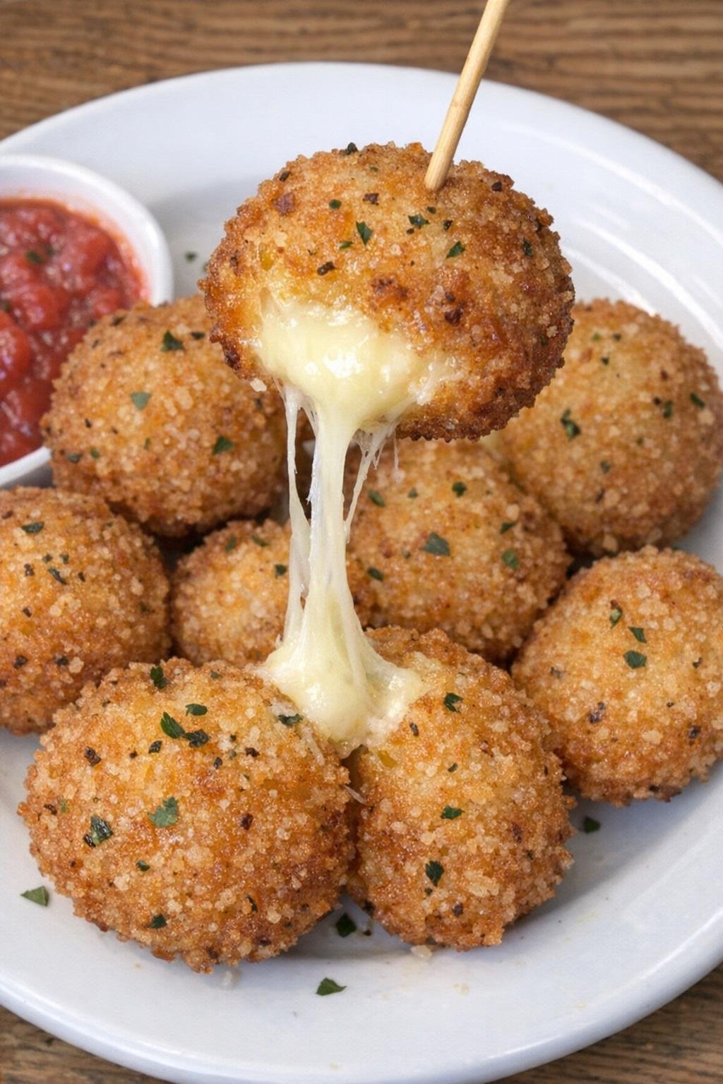 Mozzarella clayton balls on a white plate