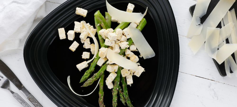 Vegetarian Lemon Tofu Asparagus (or Veggie Shrimp) Recipe and Video