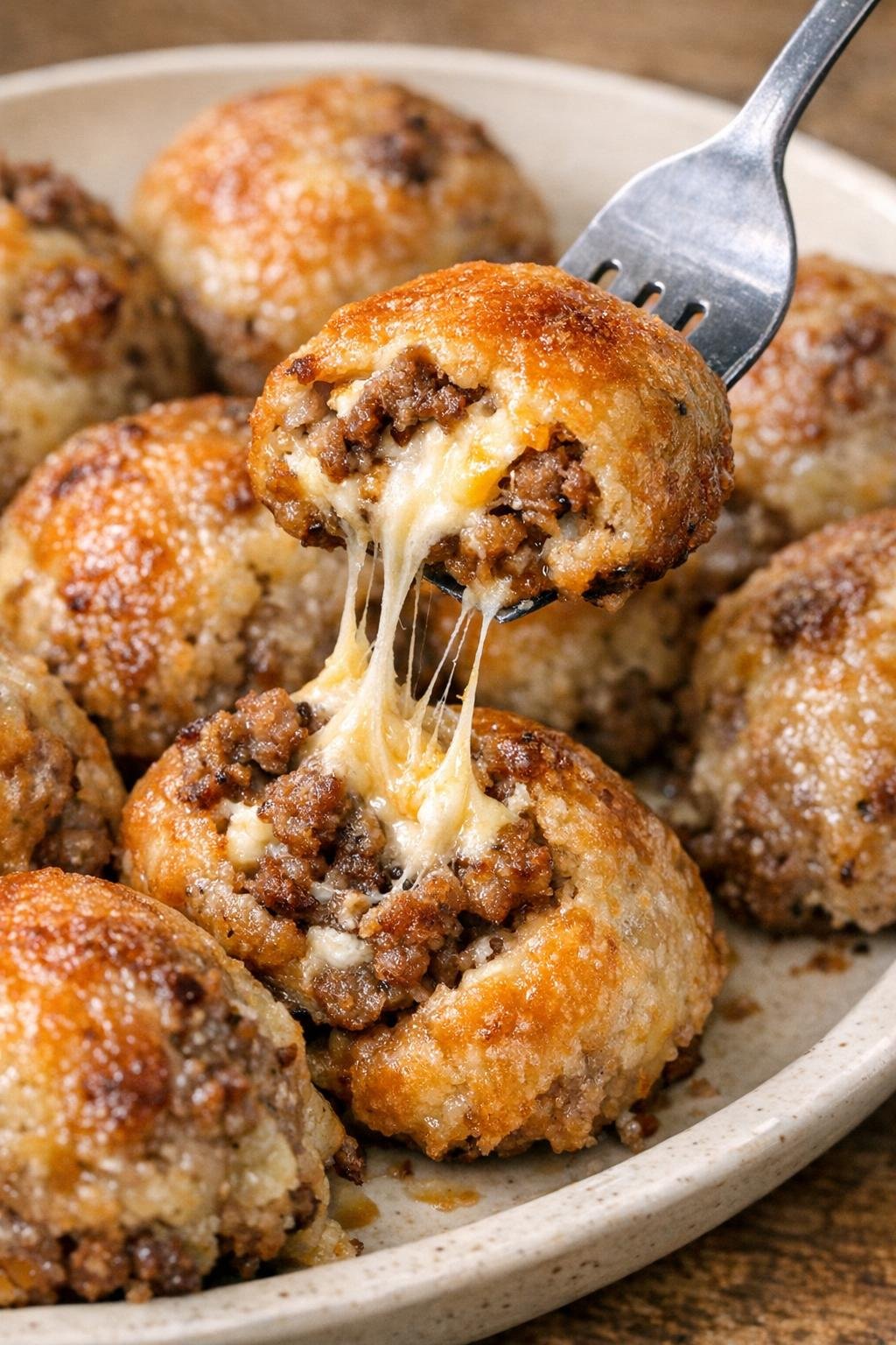 Low carb 3-ingredient sausage ashcroft bombs on a ceramic serving platter