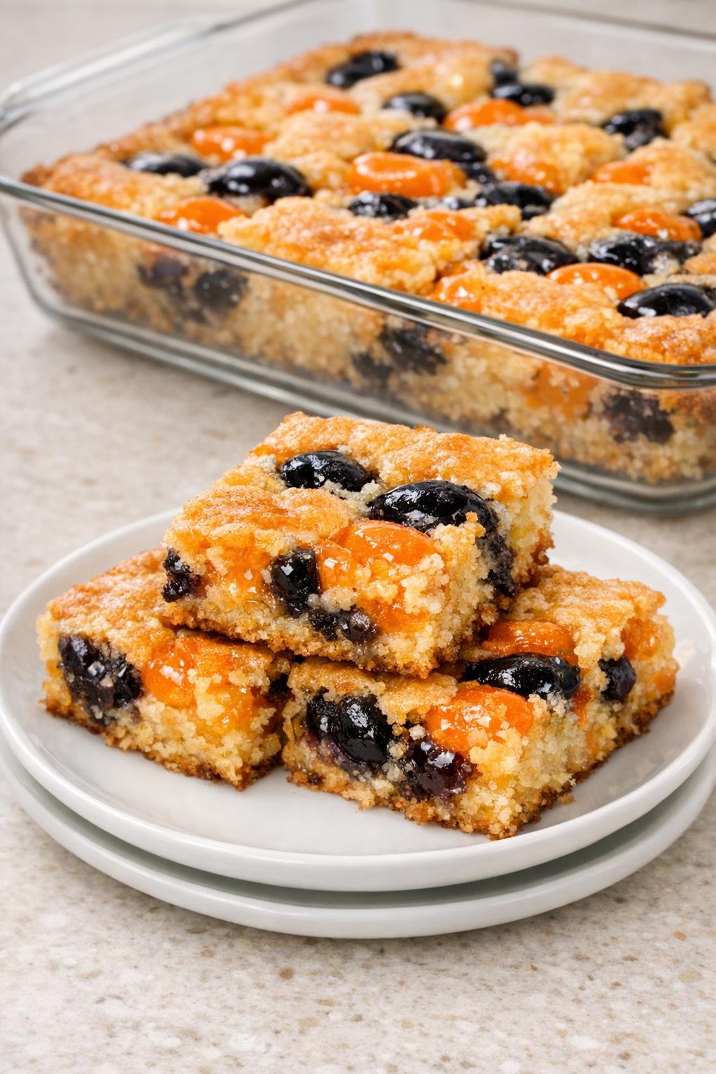 Finished jelly bean dessert bars on a plate