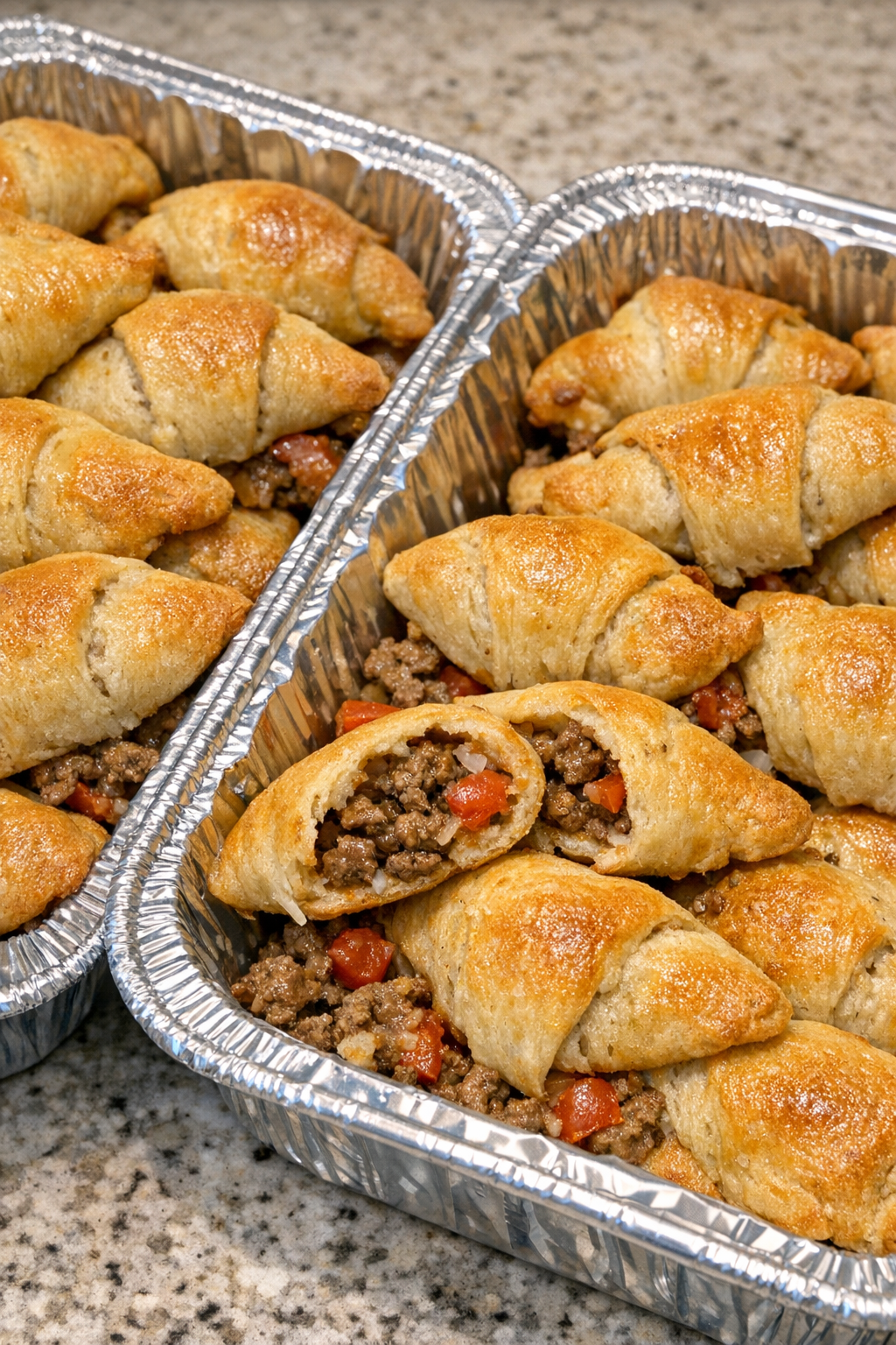 Oven baked beef empanada bites in foil trays
