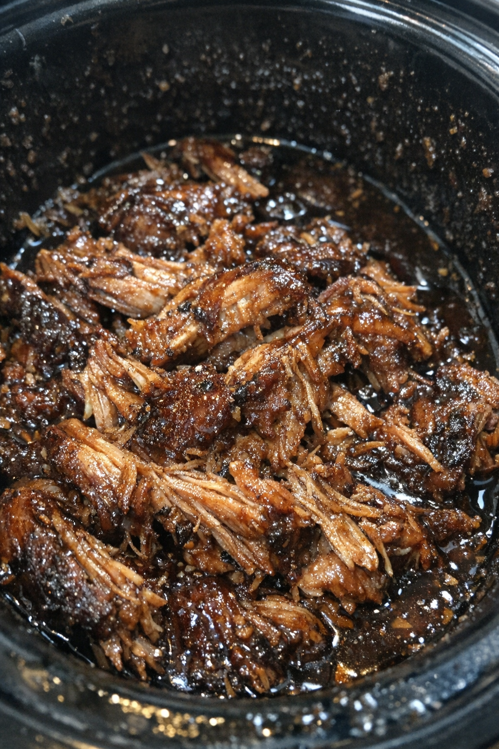 Slow cooker glazed pork roast close-up