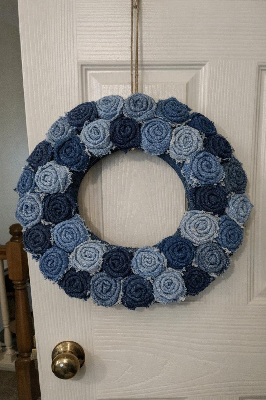 Denim rosette wreath