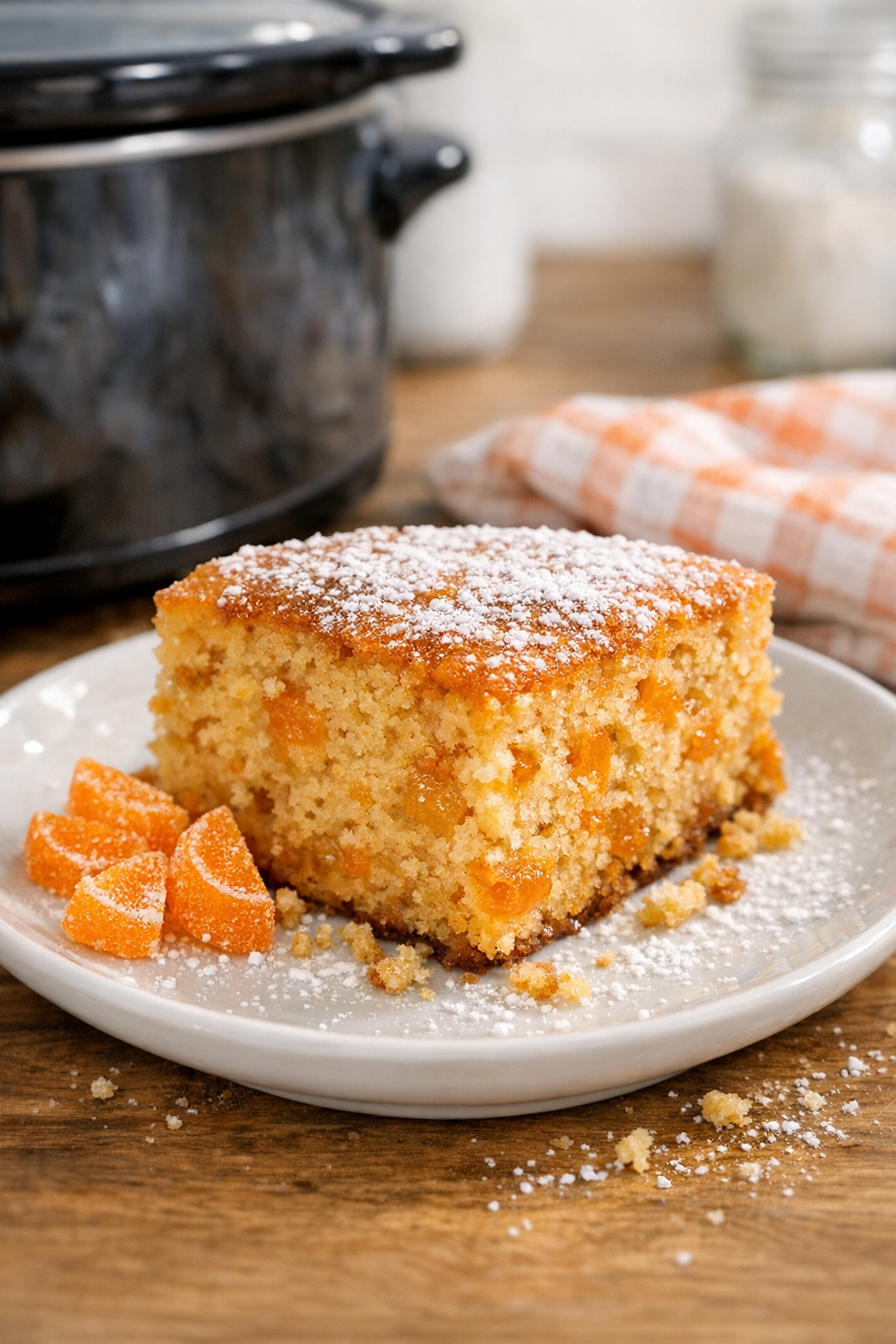 Finished vintage orange slice cake on a plate