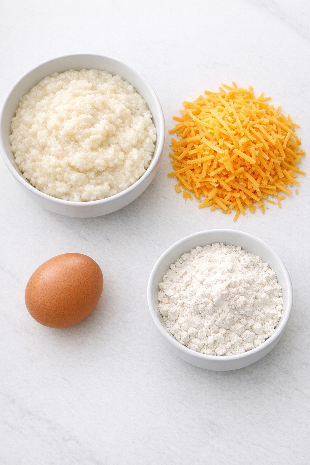 Measured ingredients for cheesy grit bites