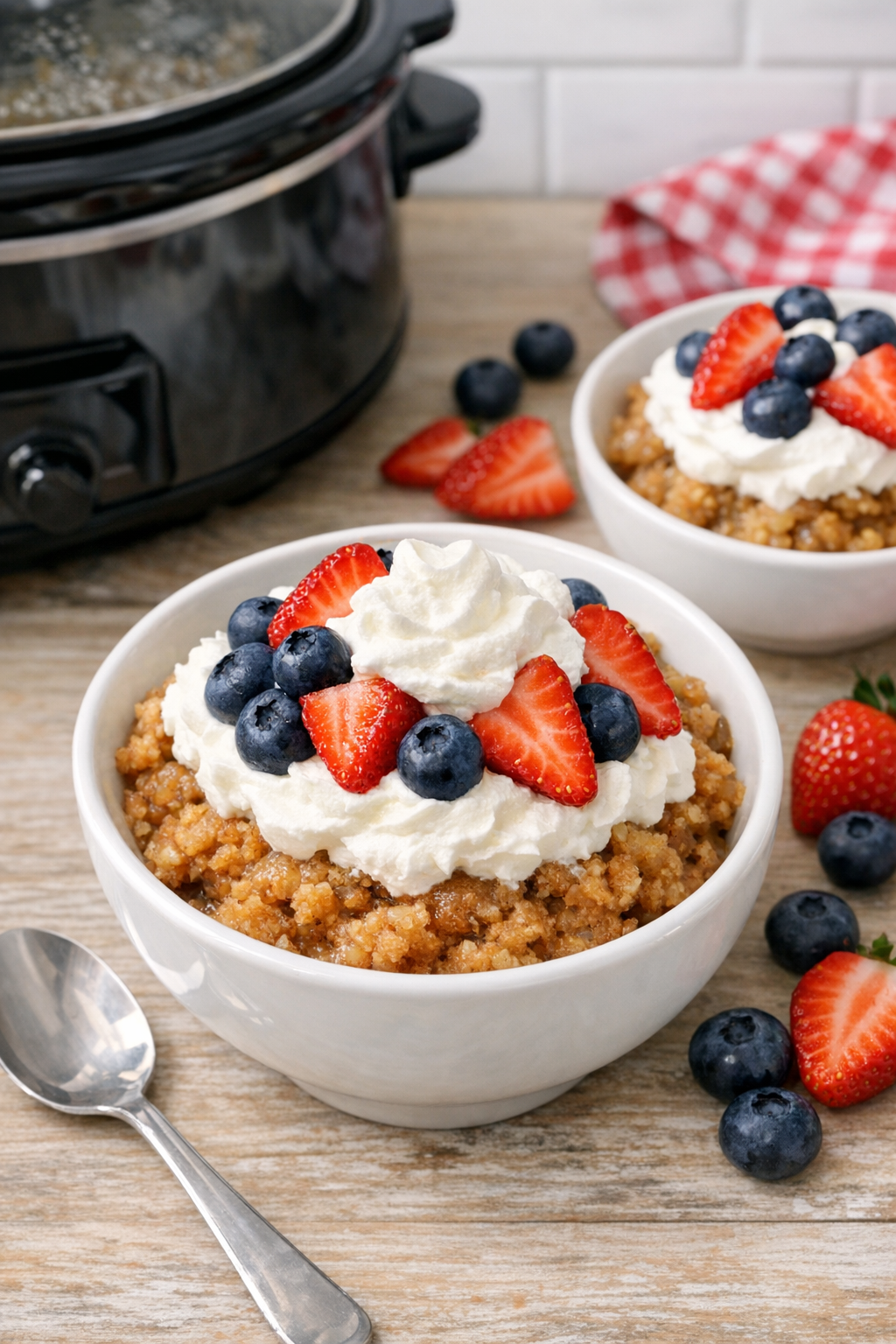 Finished graham dessert topped with berries