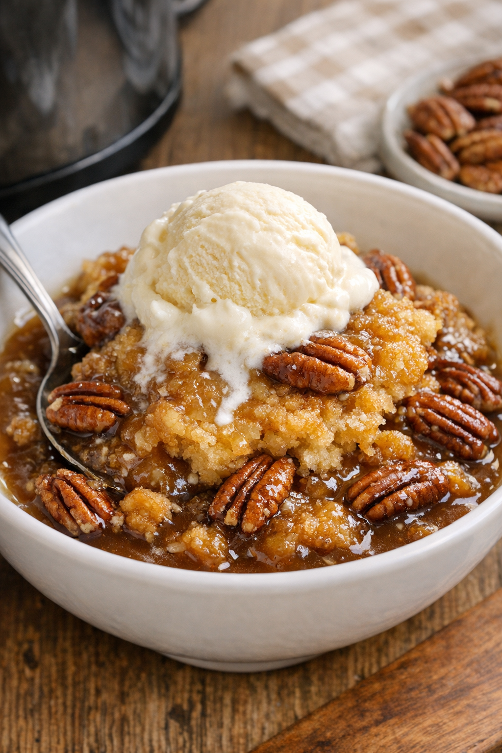 Finished slow cooker pecan dessert