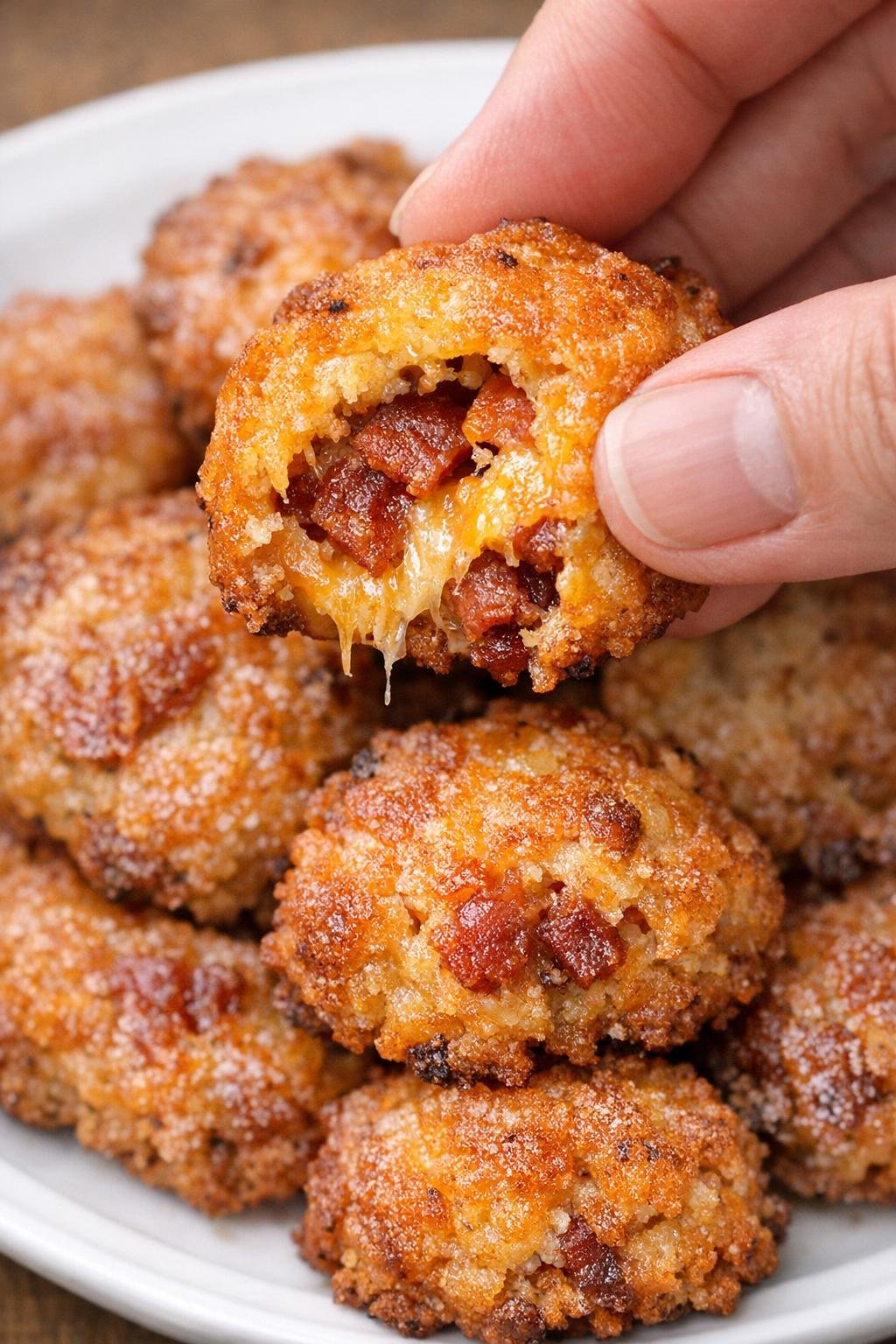 Low carb 3-ingredient bacon prescott bites on a white plate