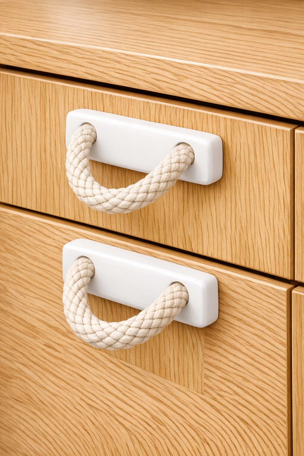 Finished heavy-duty drawer pulls made from melted glue bottles