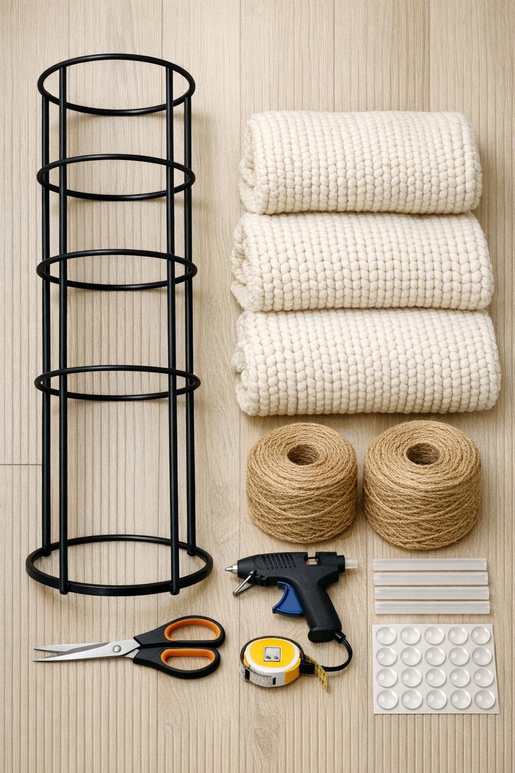 Materials laid out for the blanket warmer project