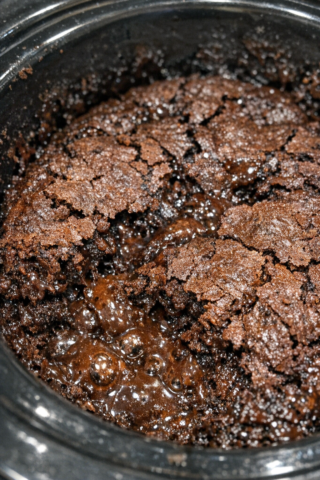 Slow cooker chocolate bake with cracked crust