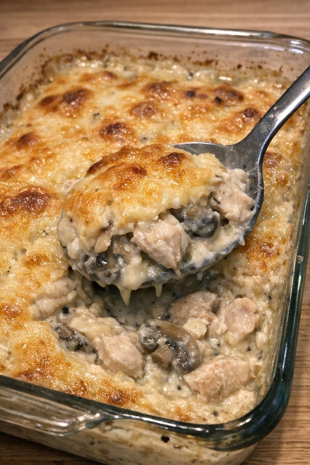 Creamy baked chicken in mushroom sauce