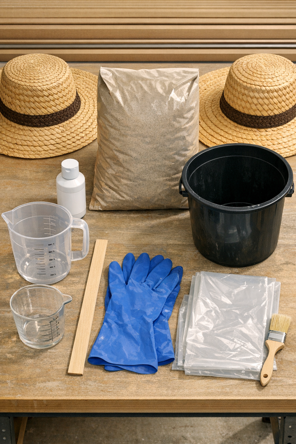 Materials for making cement garden basins from straw sun hats