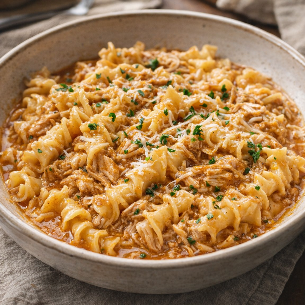 Slow cooker campanelle served in a cozy bowl