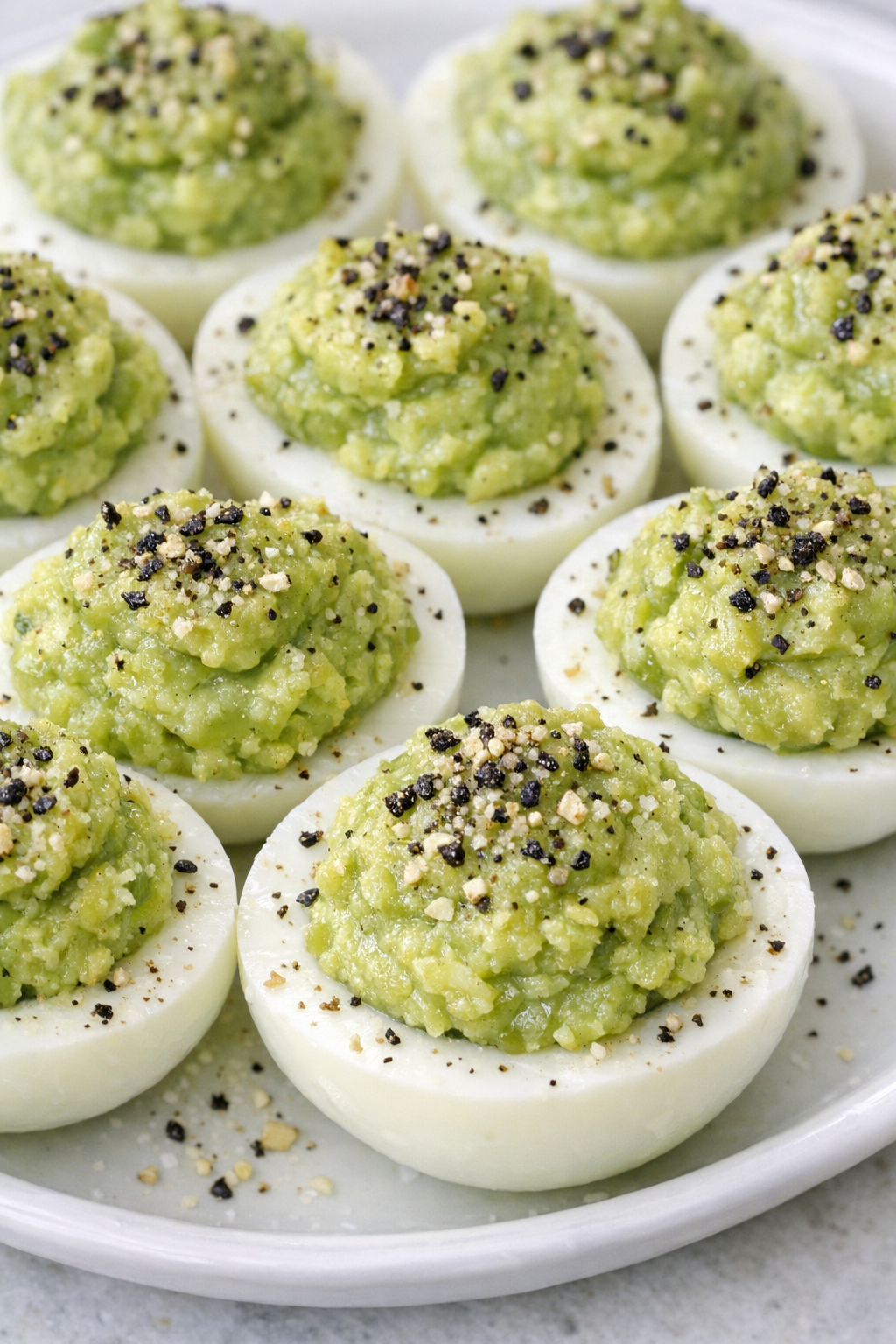 Low carb avocado egg bites on a white plate