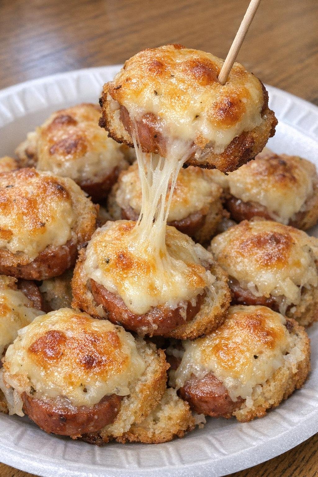 3-ingredient cheese dunbar bites piled on a white paper plate