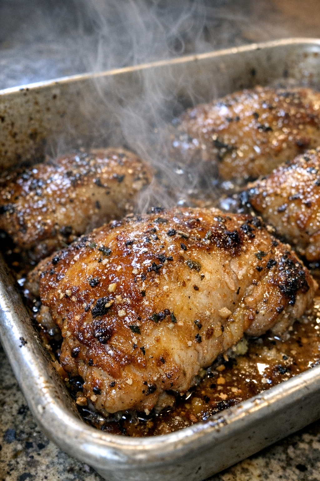 Golden protein bake in a metal baking sheet