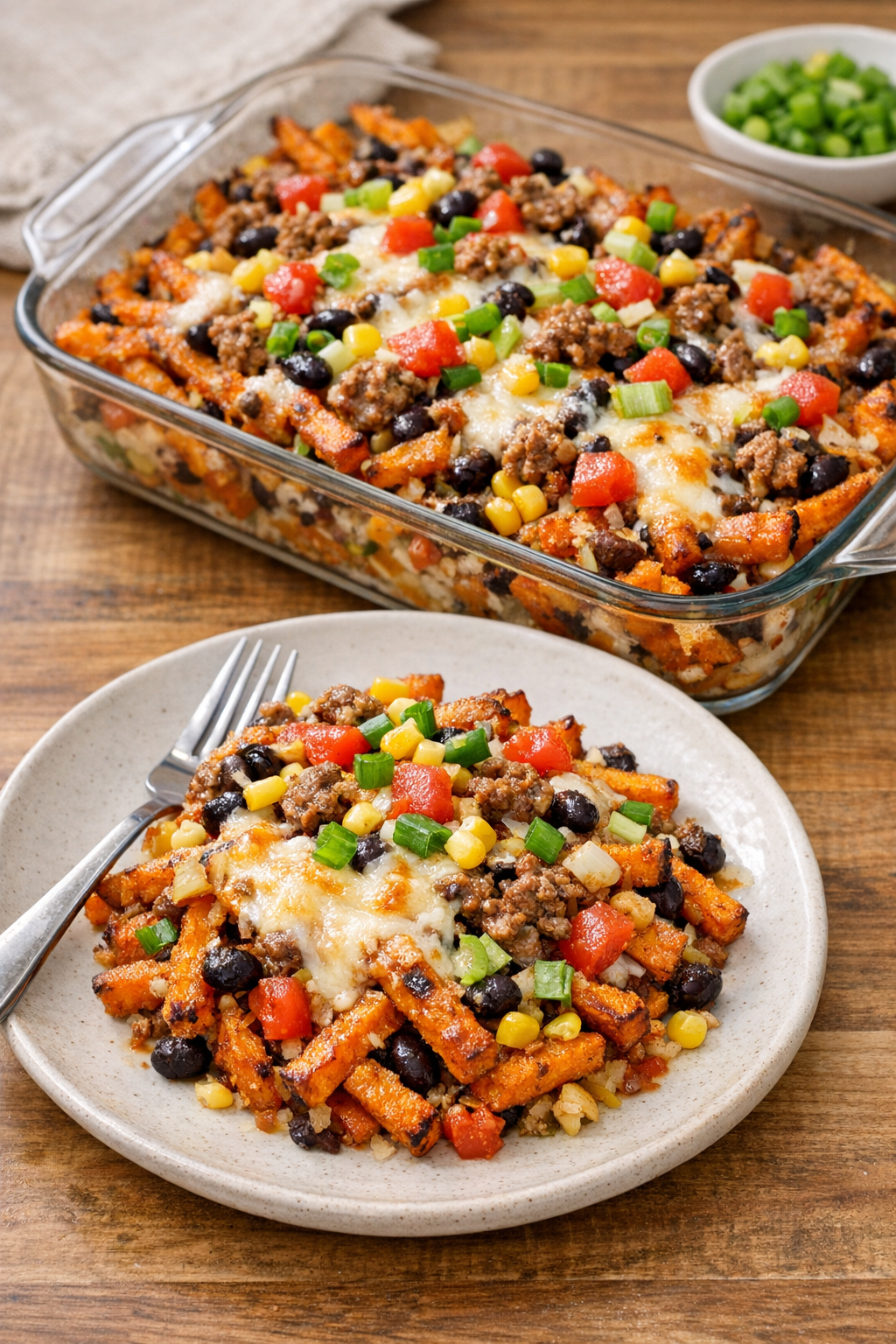 Finished sweet potato fry casserole bake