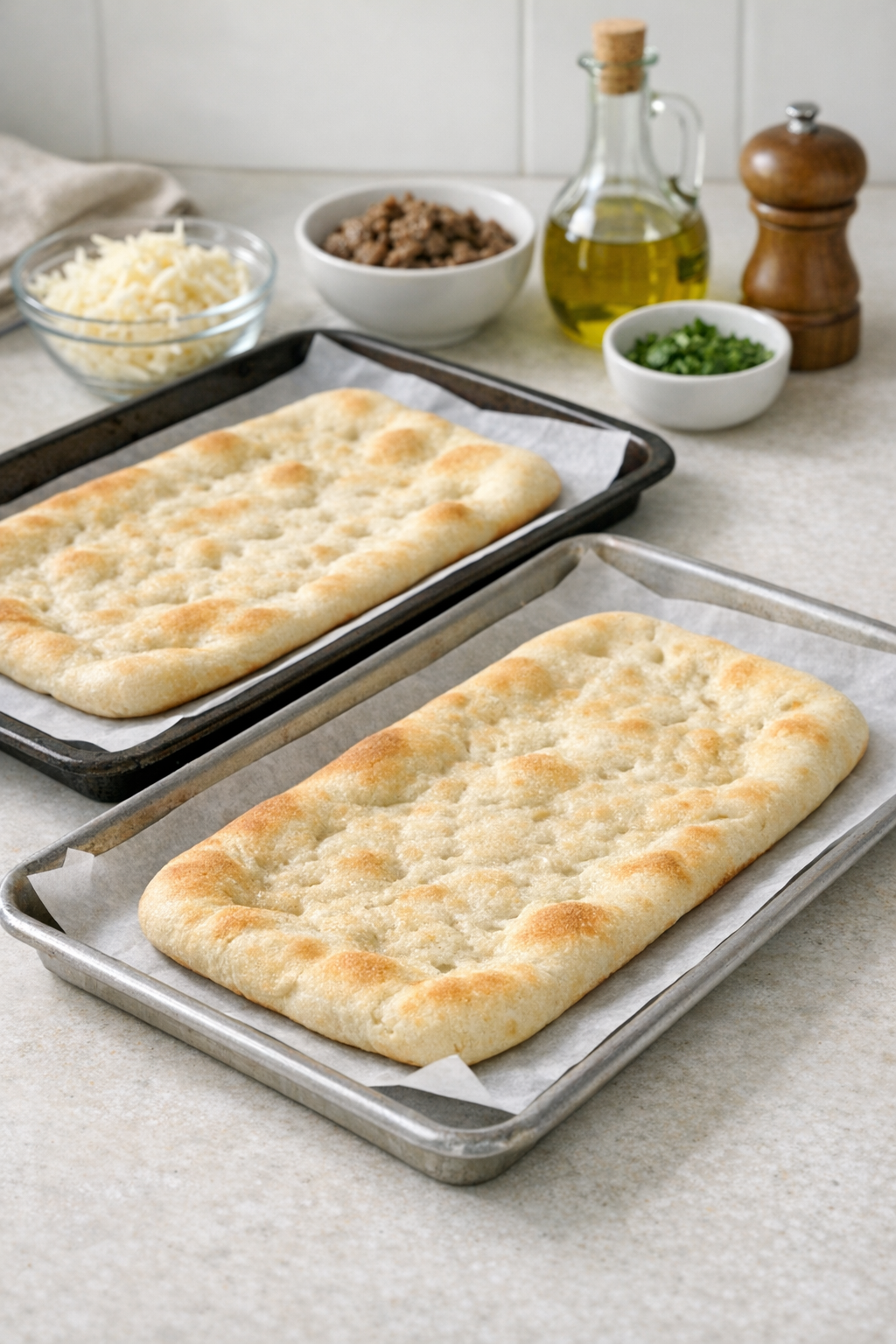 Prepared baking sheets with flatbreads