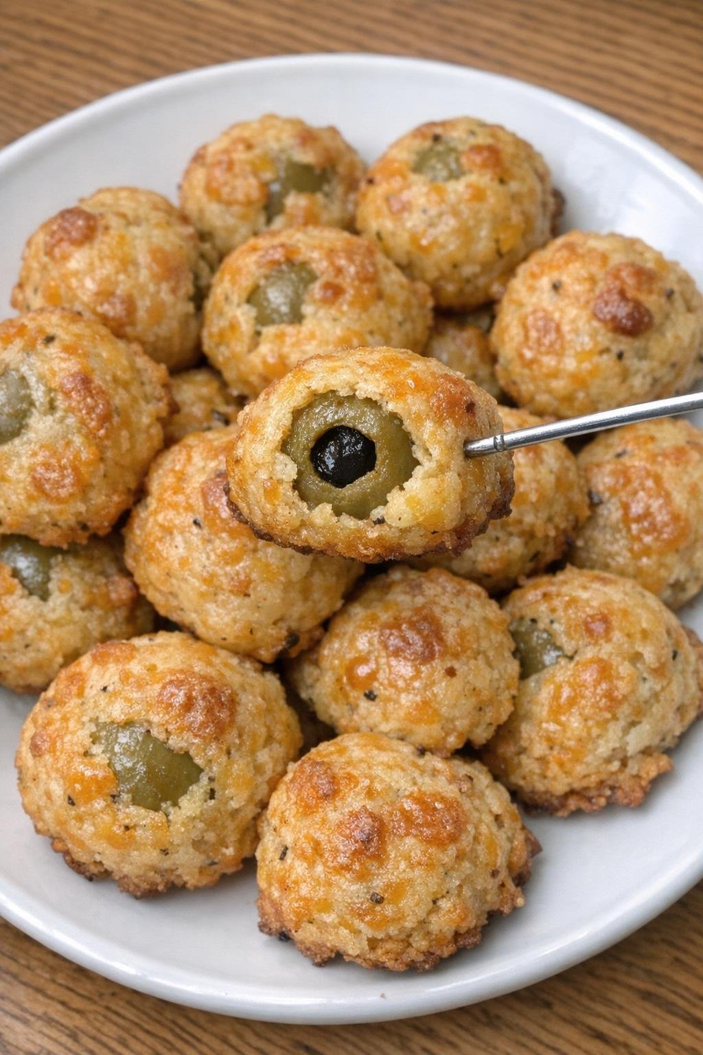 3-ingredient olive bradford bites on a white plate