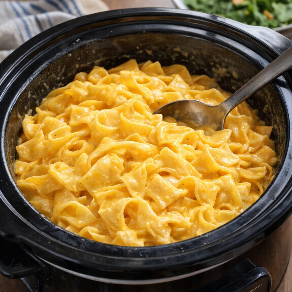 Creamy cheese noodles in a slow cooker