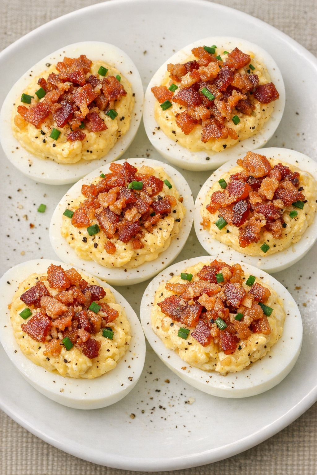 Low carb 4-ingredient bacon egg bombs on a white plate
