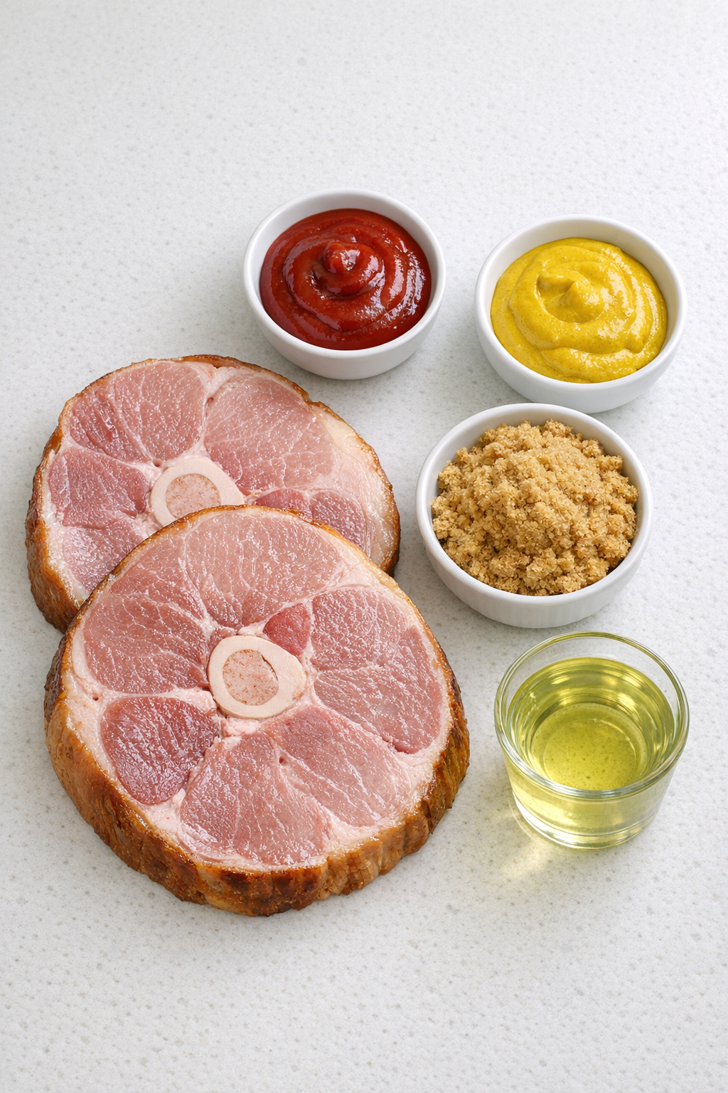 Main ingredients for slow cooker ham steaks
