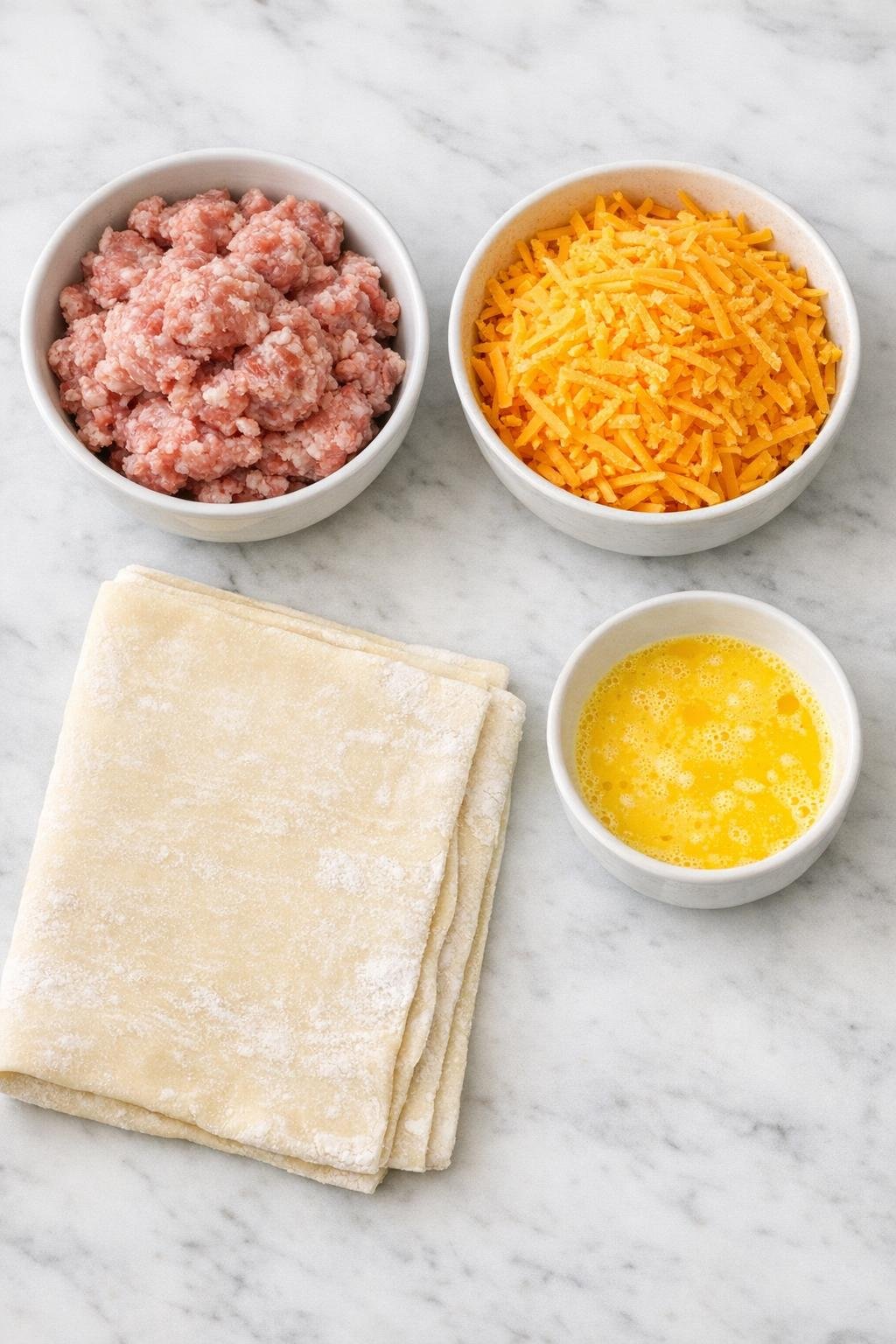 Main ingredients for sausage twists