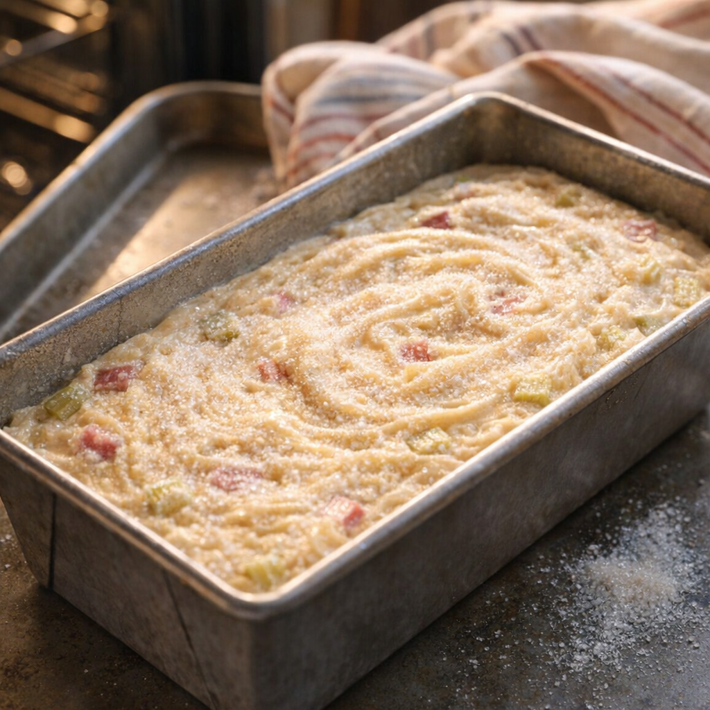 Loaf batter in pan before baking