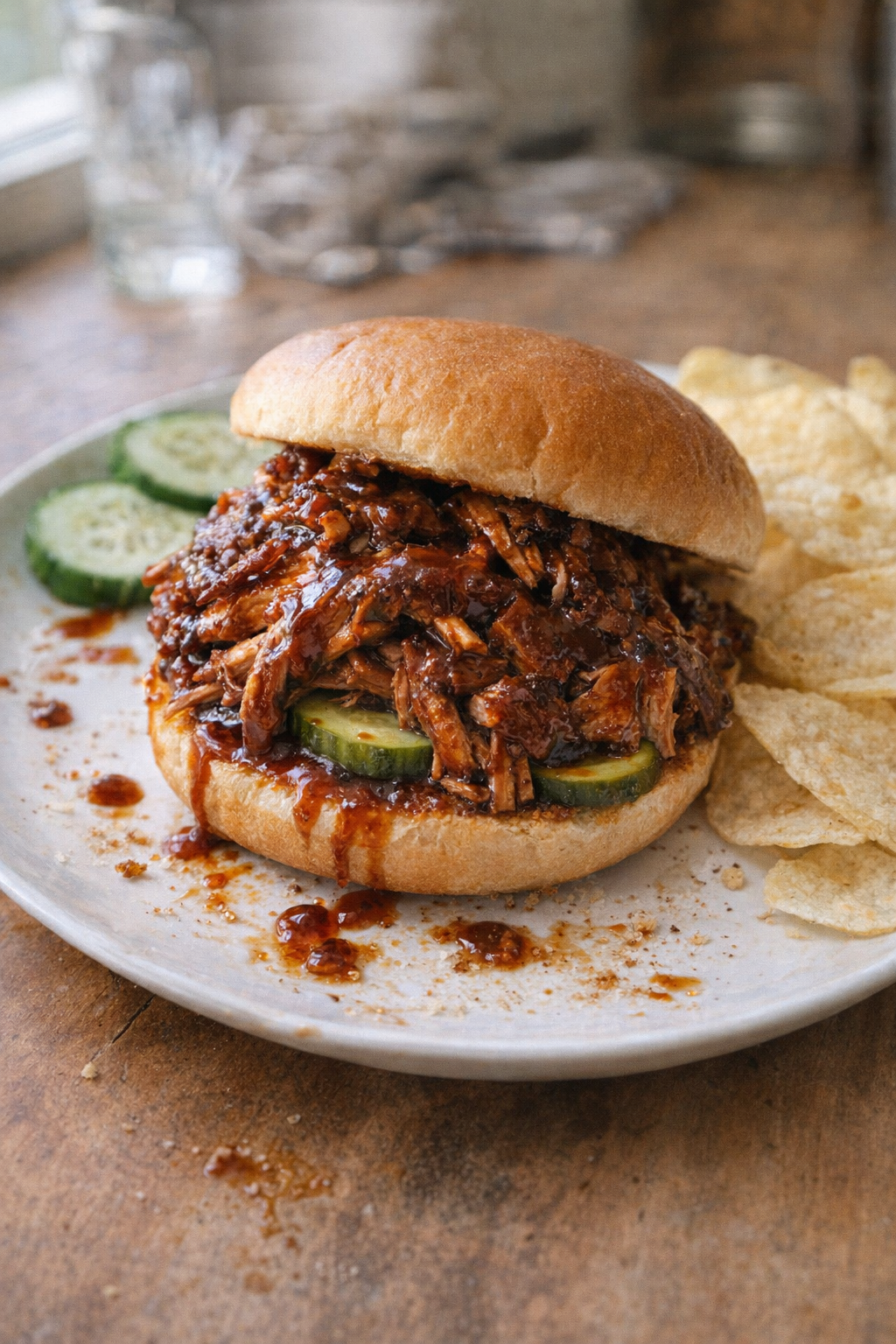 Leftover rib sandwich made for lunch