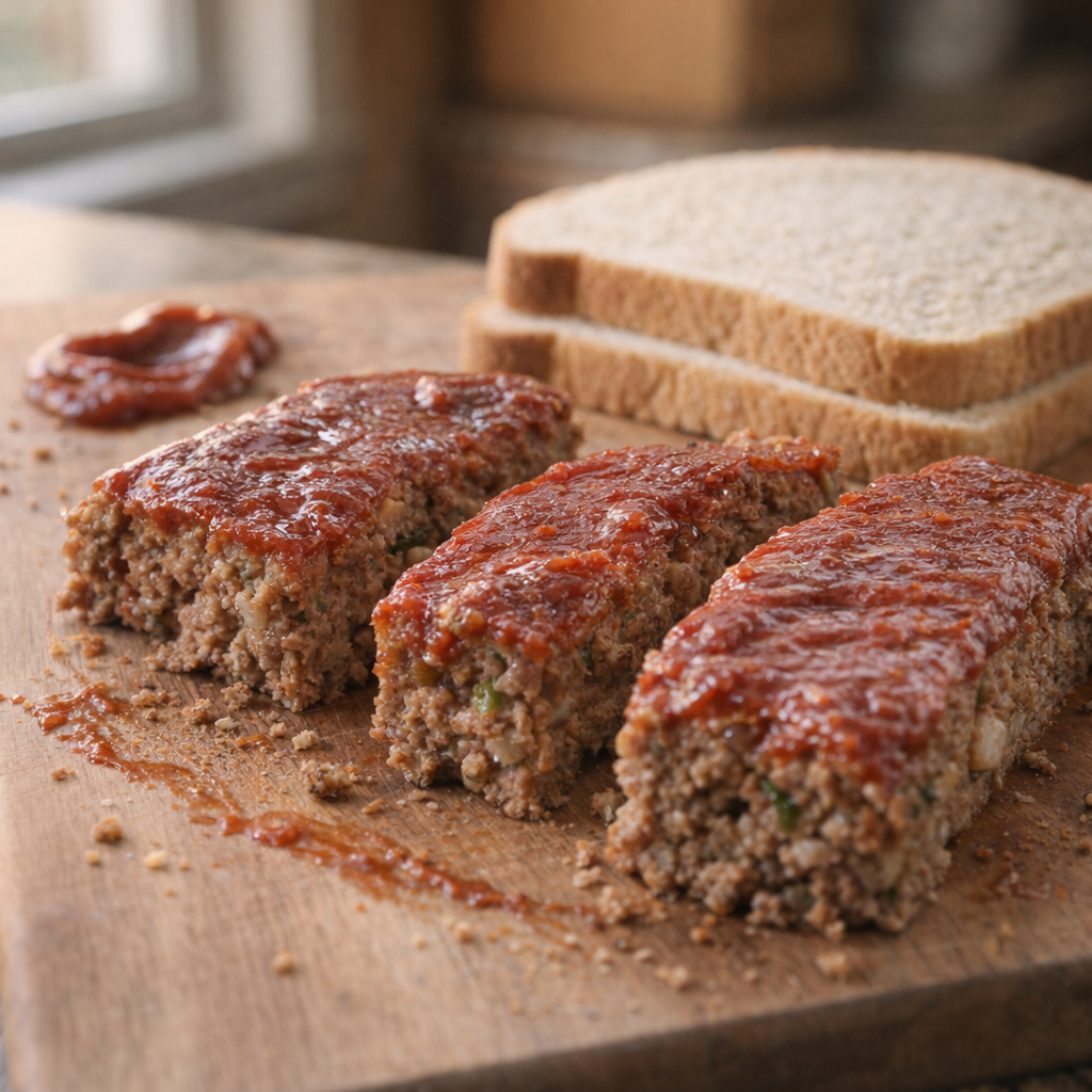 Leftover meatloaf slices for sandwiches
