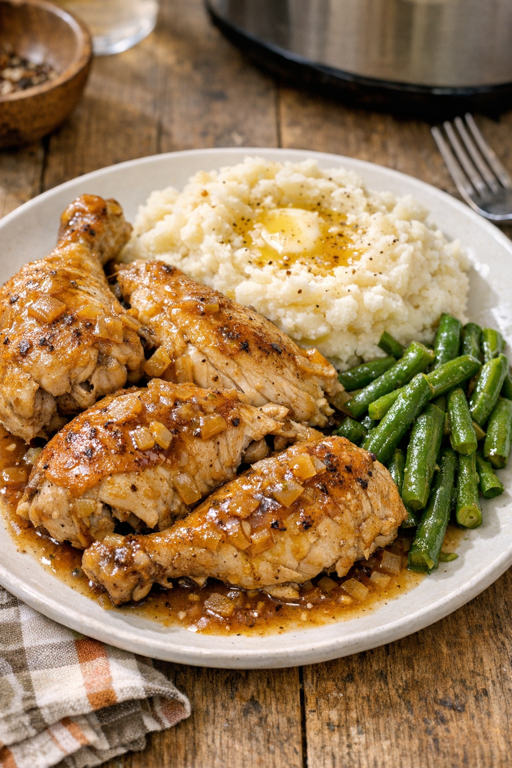 Finished chuckwagon chicken plated for serving