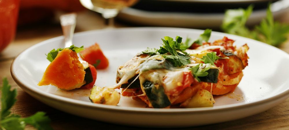 Vegetarian Sweet Potato Zucchini Casserole Recipe and Video