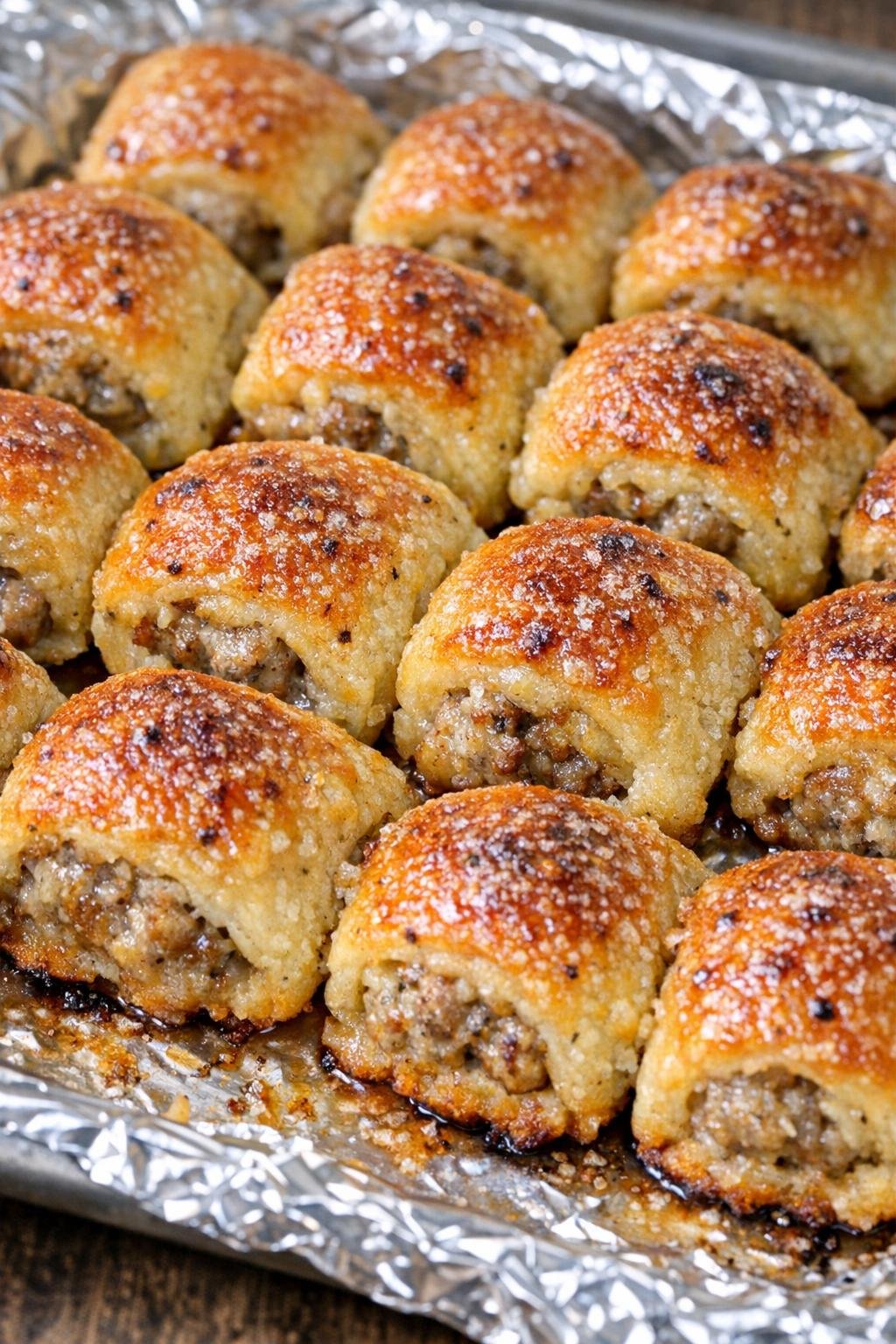 Southern 3-ingredient savory lunchroom bites on a foil-lined baking tray