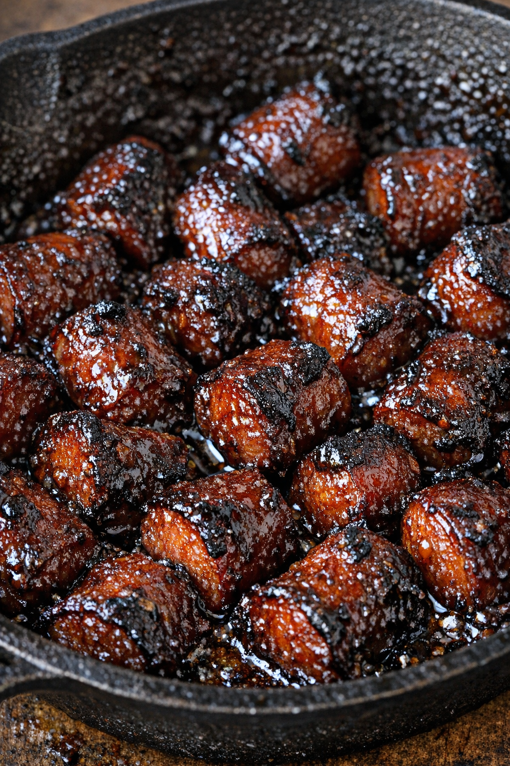 Southern 4-ingredient hot dog burnt ends in a cast iron skillet