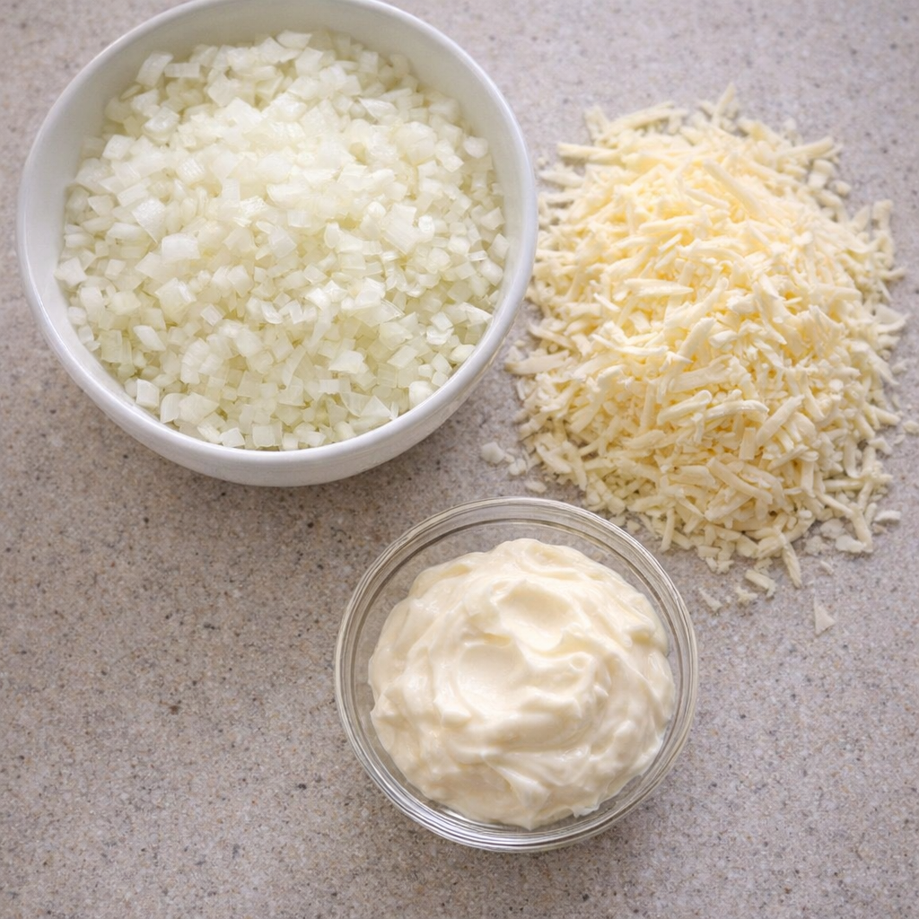 Eenvoudige ingrediënten voor een dip van Vidalia-uien