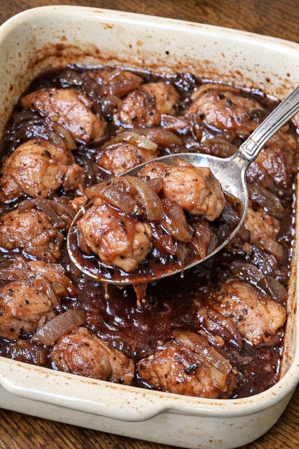 Finished chicken burgundy casserole with rich gravy