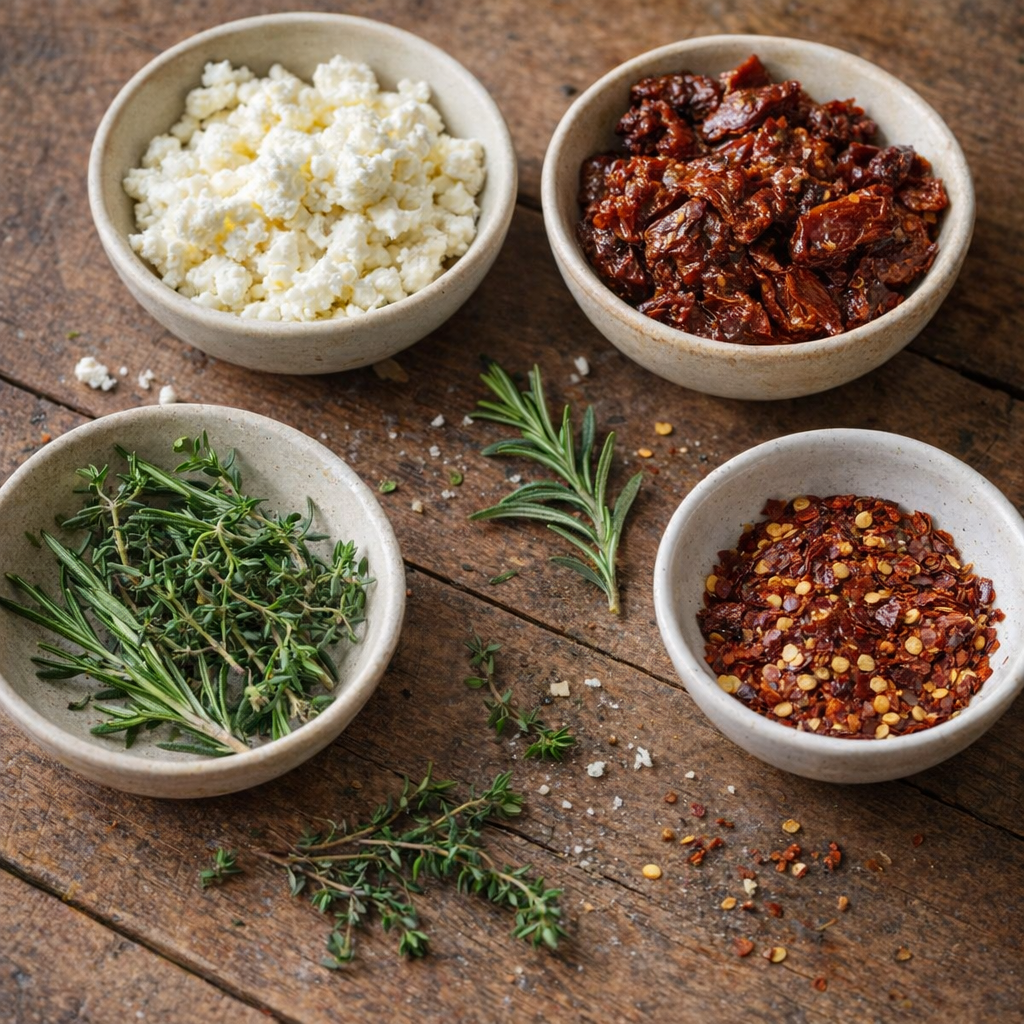 Alternative stuffing ingredients with herbs and feta