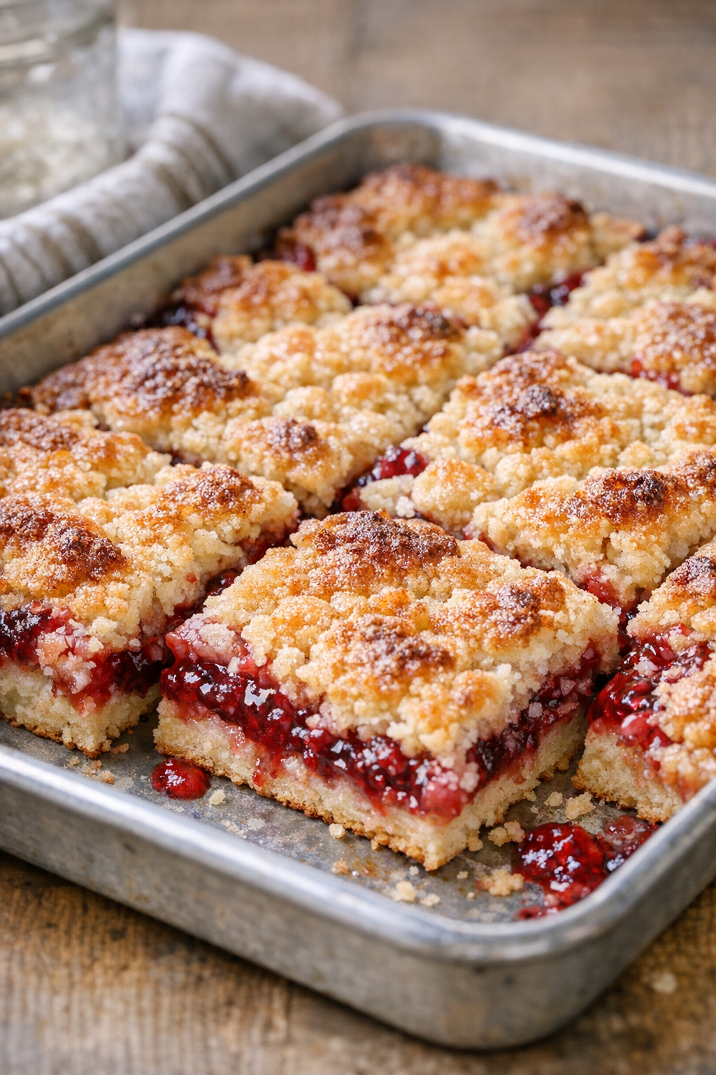 Richer raspberry dessert with buttery golden topping