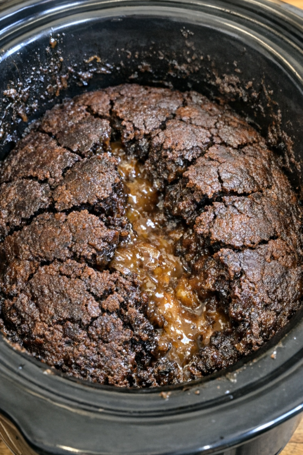 Caramelized campfire-style dessert in a slow cooker
