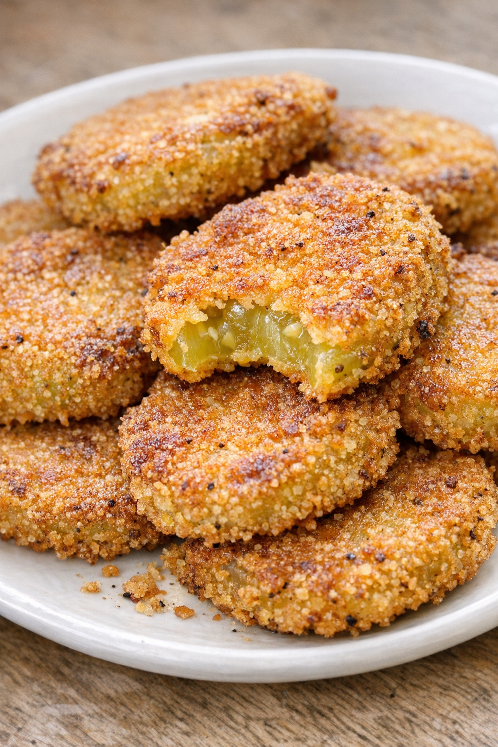 Close-up of crispy fried green tomatoes