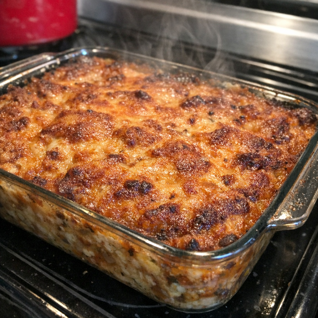 Star-spangled casserole with a golden-brown crust