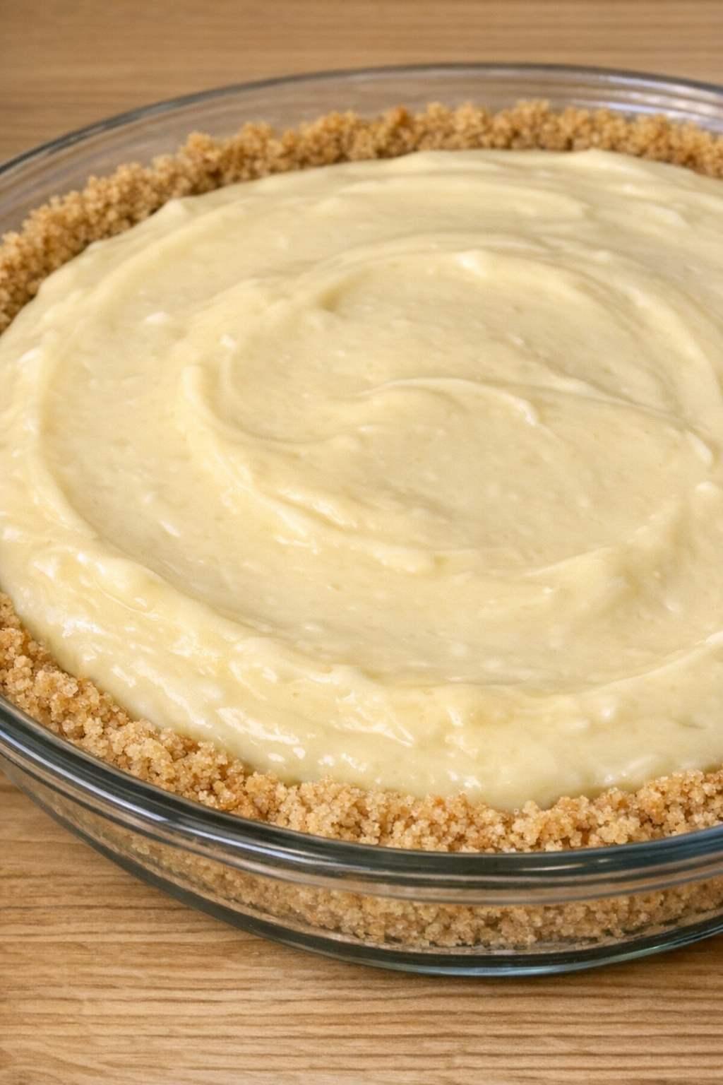 3-ingredient lemon icebox pie in a glass pie dish