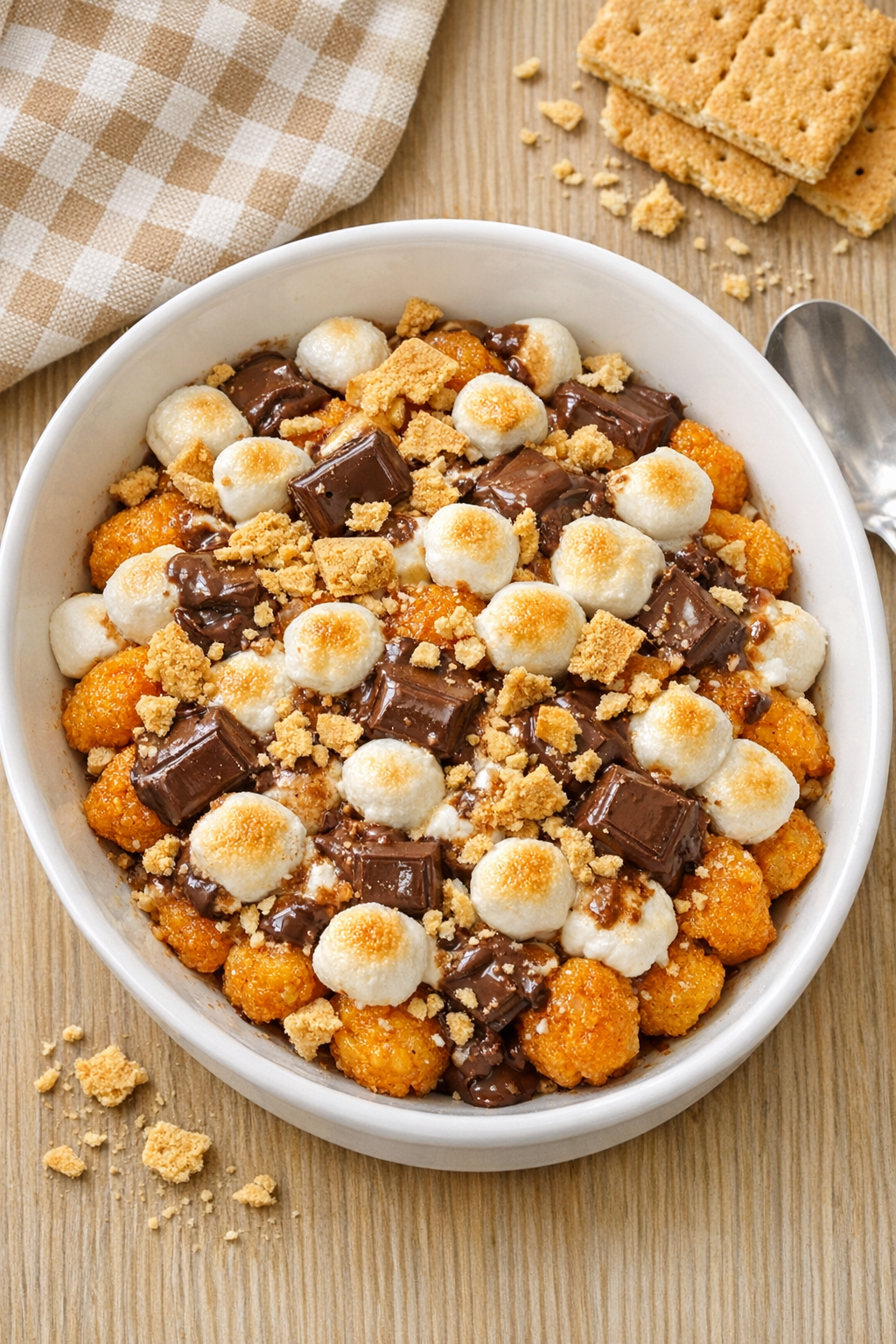 Finished slow cooker s'mores sweet potato puffs