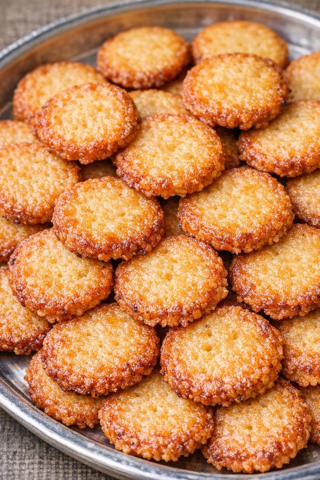 Southern 3-ingredient golden cheese pennies close up