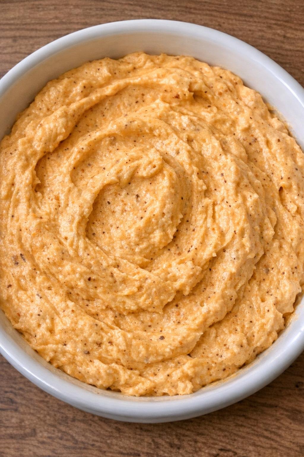 Pumpkin fluff dip in a white bowl
