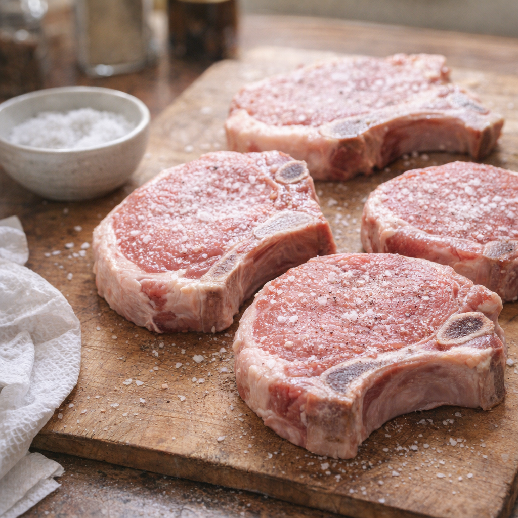 Seasoned pork chops ready for the slow cooker